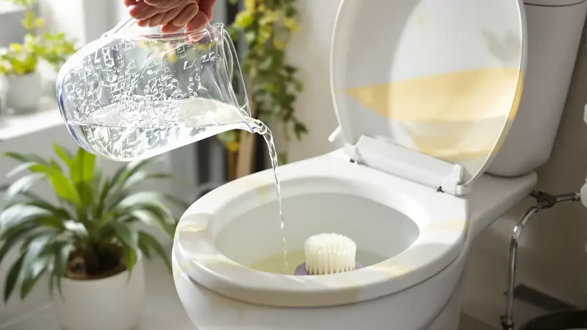 Hoe je het toilet met warm azijn schoonmaakt en kalkaanslag verwijdert